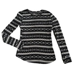 Climate Right By Cuddl Duds BLACK/WHITE Stripe Warmth Layering Size S